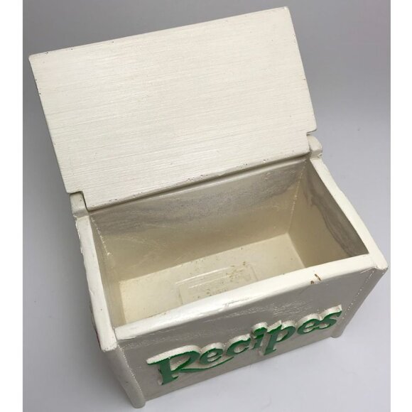 1985 Vintage Faux Wood Plastic Recipe Box Kitchen Organiser - Picture 5 of 7